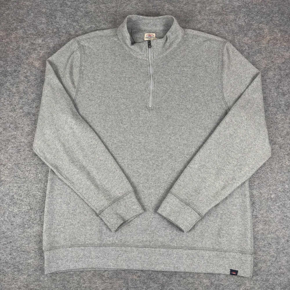 Faherty Legend 1/4 Zip Pullover Sweater Fossil Grey Mens XL